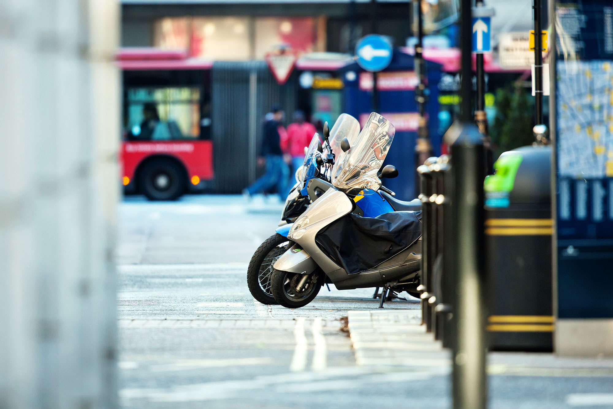 Motorbikes on the street in London.
